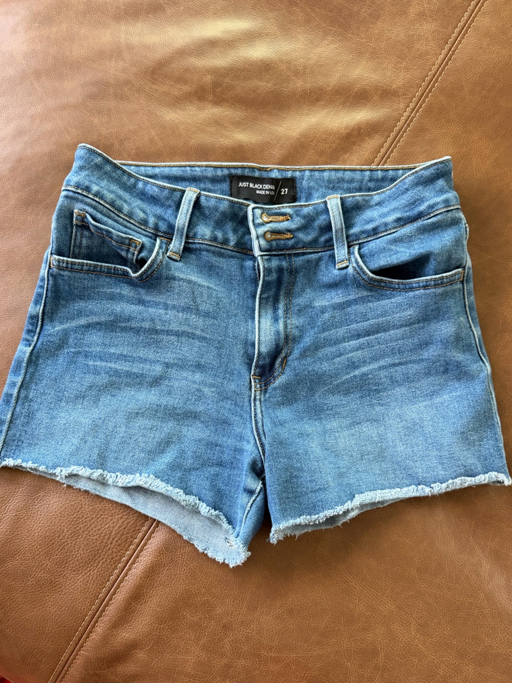 Just Black Light Blue Frayed Hem Denim Shorts